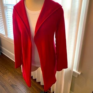 Red cashmere hooded sweater